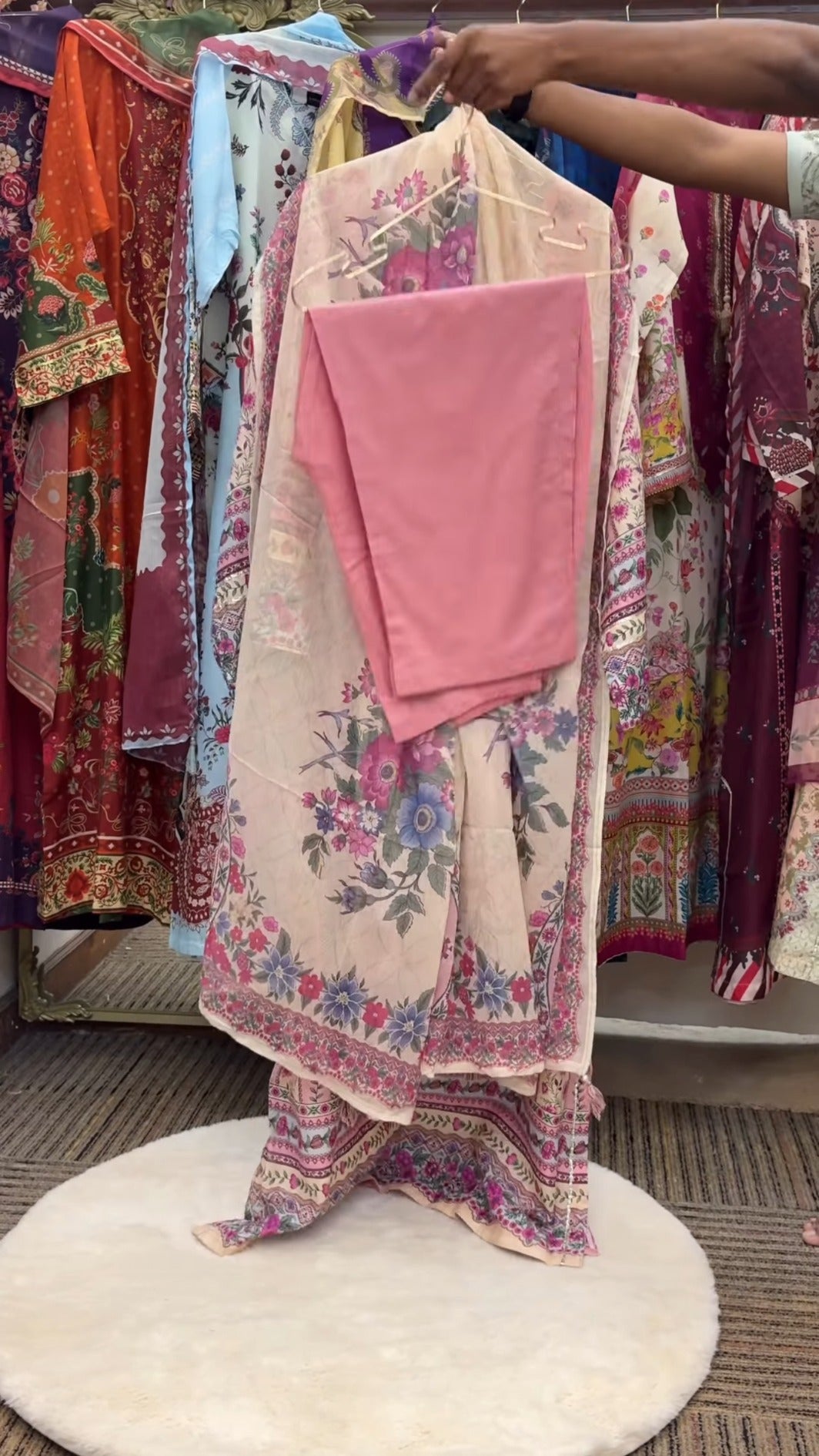 Sadabahar Kaftan — Cream Pink by Label Rutba