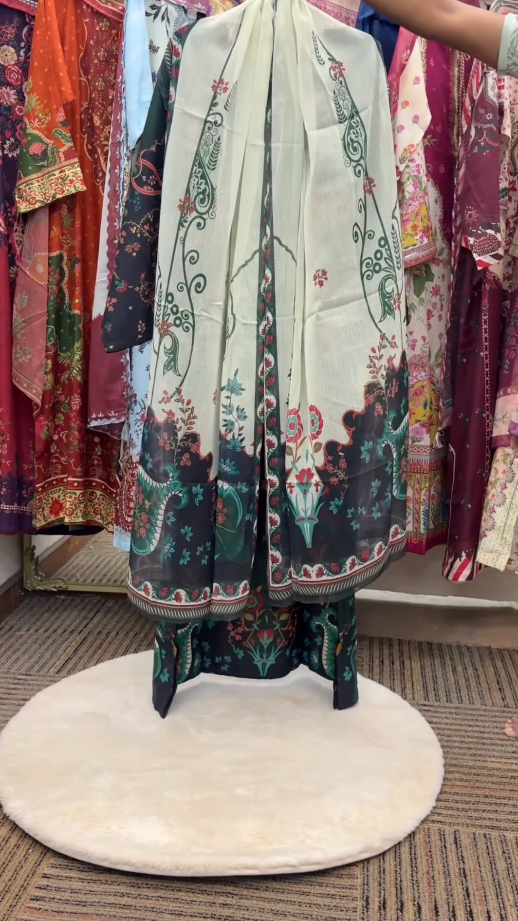 Sadabahar Kaftan — Ivory Midnight by Label Rutba