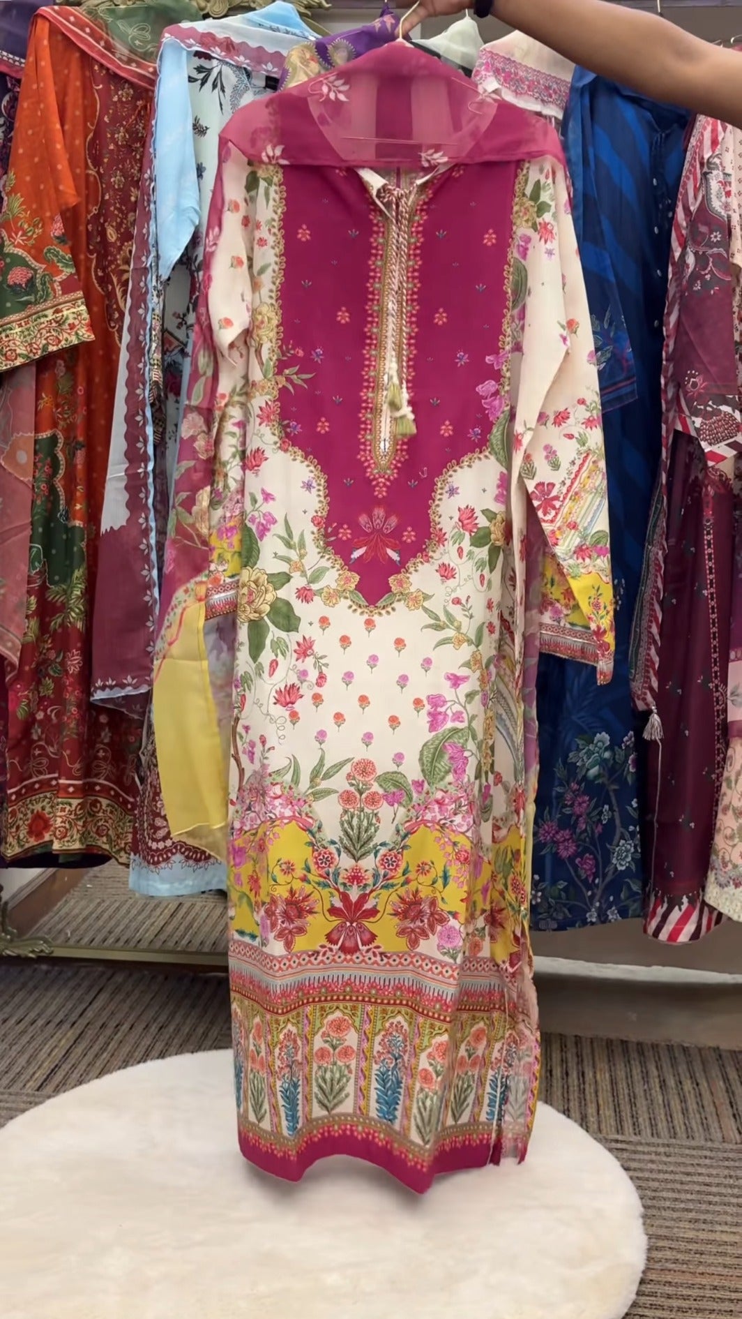 Sadabahar Kaftan — Magenta Bloom by Label Rutba
