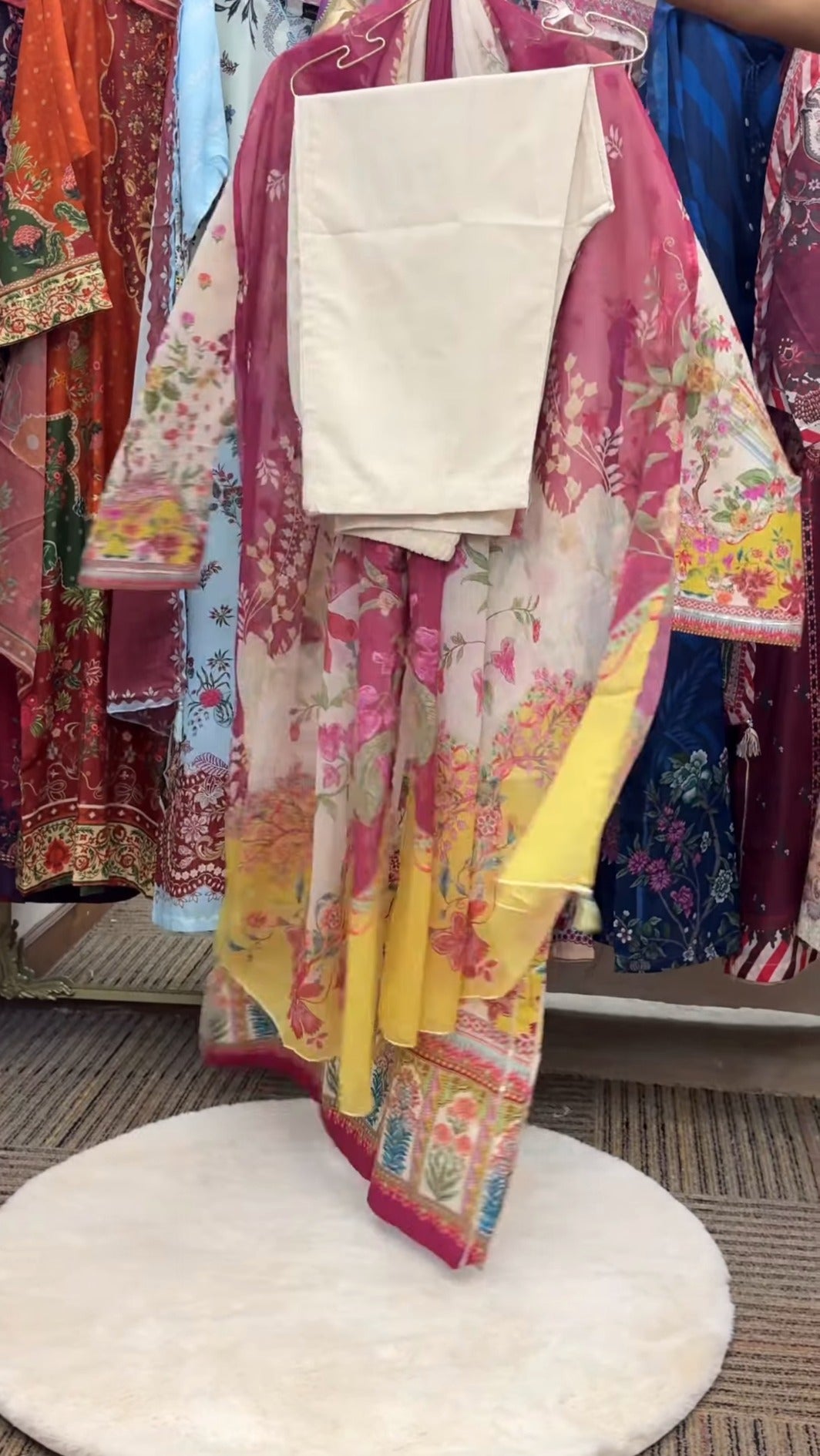 Sadabahar Kaftan — Magenta Bloom by Label Rutba